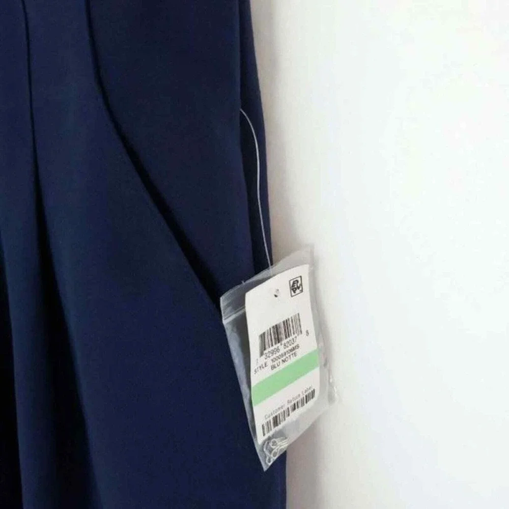 Maison Jules Pants Womens 10 Navy Blue Cropped Wide Leg Trousers High Waist NWT‎